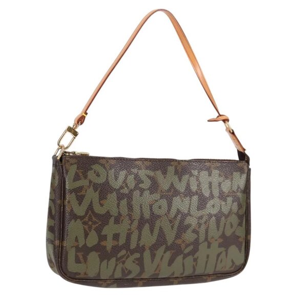 LOUIS VUITTON Monogram Graffiti Pochette Accessoires Khaki M92191 Auth 122841AV - Picture 1 of 16